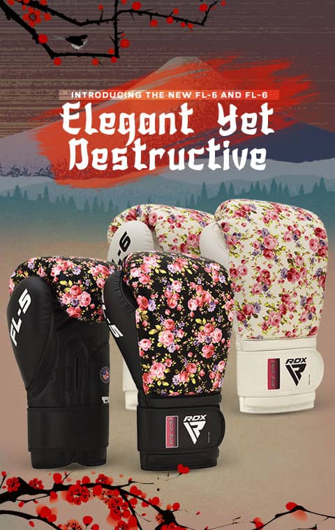 RDX FL6 Damen Boxhandschuhe Floral Kunstleder Haken Und Schleife